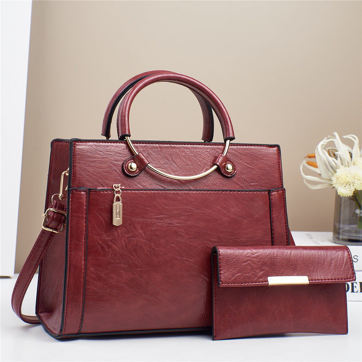 Bolso de mano de gran capacidad para mujer, diseño de interés especial, conjunto de dos piezas