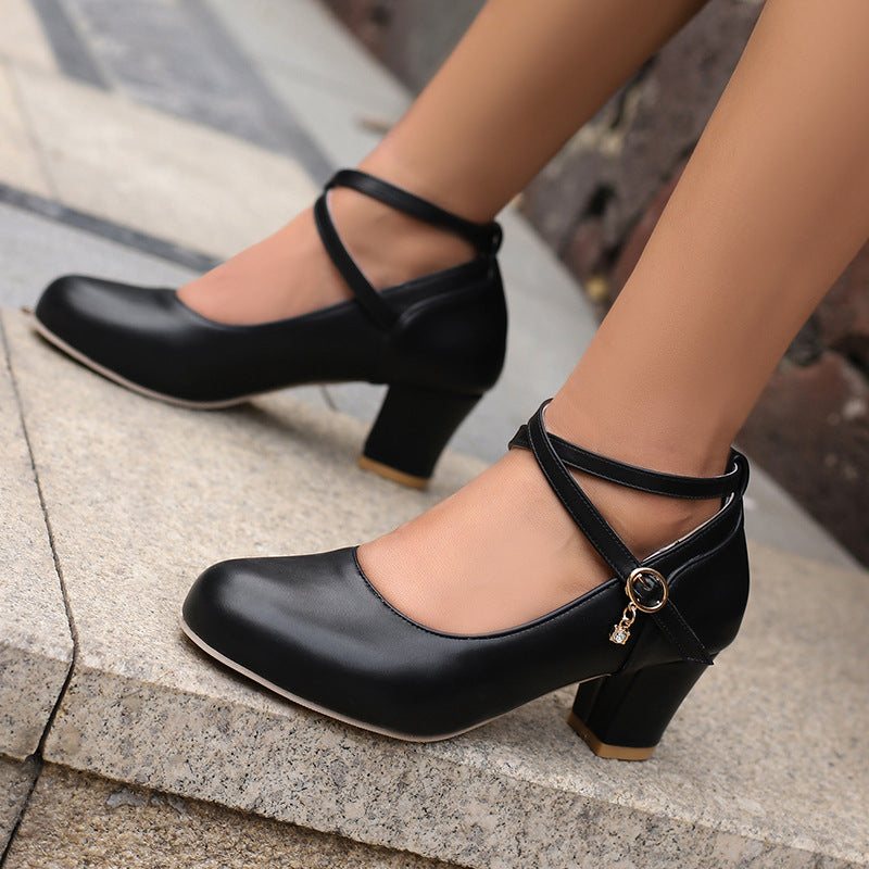 Zapatos de tacón alto y grueso, zapatos Mary Jane, zapatos de trabajo