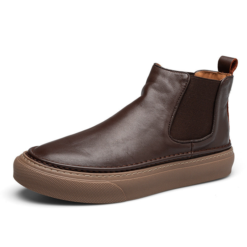 Zapatos de cuero de caña alta de estilo británico de lana para hombre