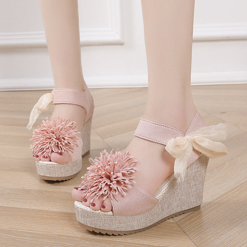 Sandalias de talla grande para mujer con plataforma, cuña y punta abierta, estilo coreano.