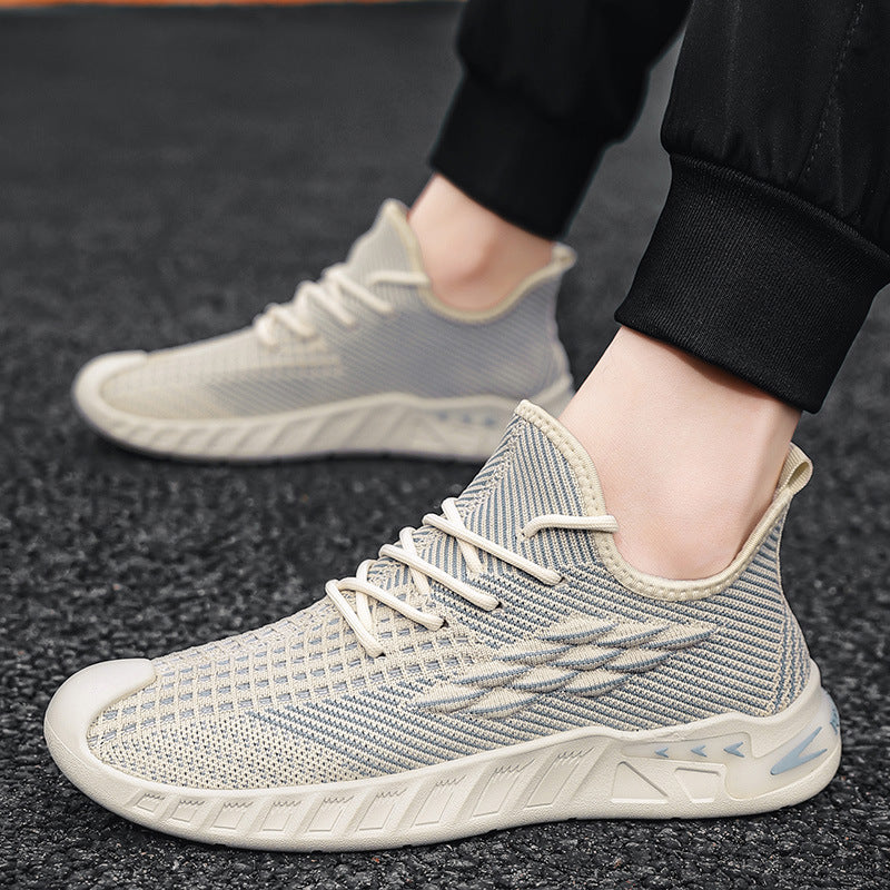 Zapatos casuales de fondo suave de malla tejida con mosca transpirable para hombre