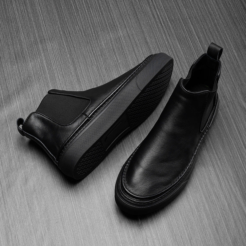 Zapatos de cuero de caña alta de estilo británico de lana para hombre