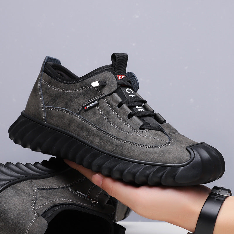 Zapatos deportivos de cuero para hombre, informales, de suela suave y a la moda.