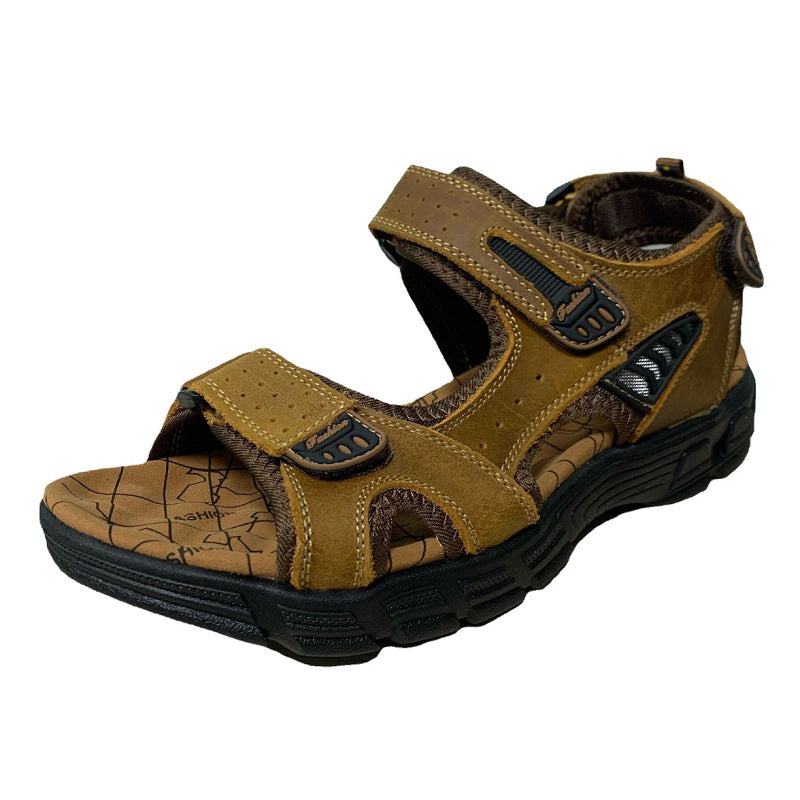Sandalias de cuero estilo retro casual para hombre, estilo playa y exterior.