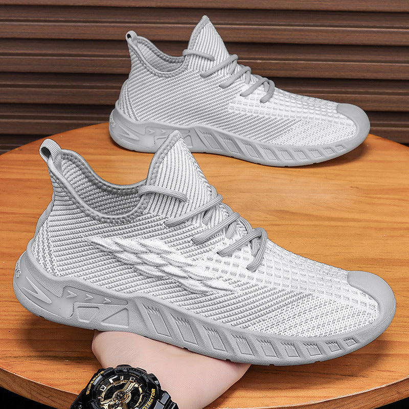 Zapatos casuales de fondo suave de malla tejida con mosca transpirable para hombre