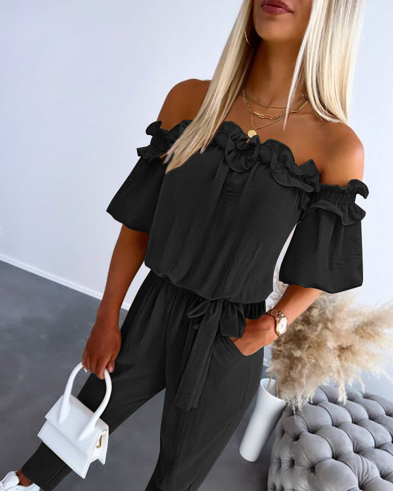 Women's Summer New Off Shoulder Jumpsuits Suit