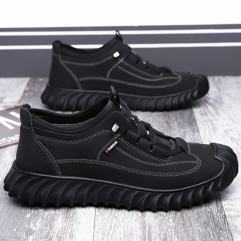 Zapatos deportivos de cuero para hombre, informales, de suela suave y a la moda.