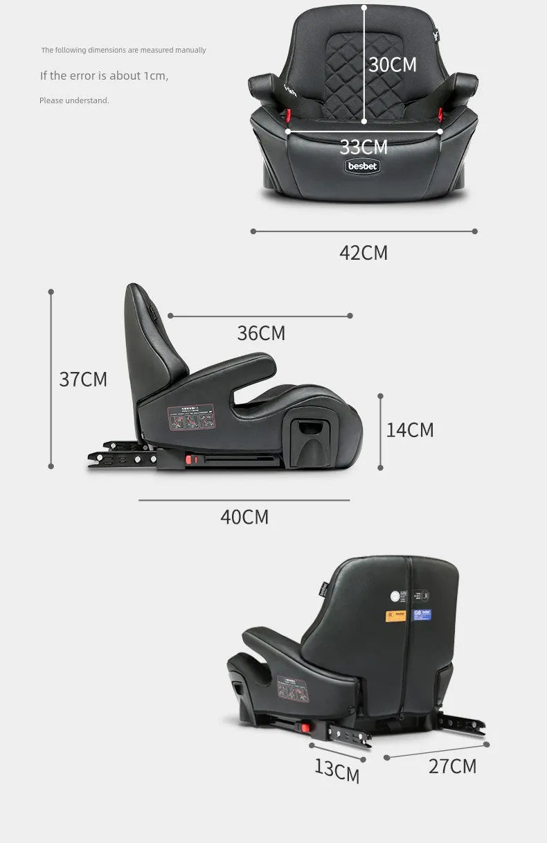 Besbet-asiento de coche para niños de 3 a 12 años, plantilla elevadora, cojines para asiento de bebé sencillos y portátiles, Isofix