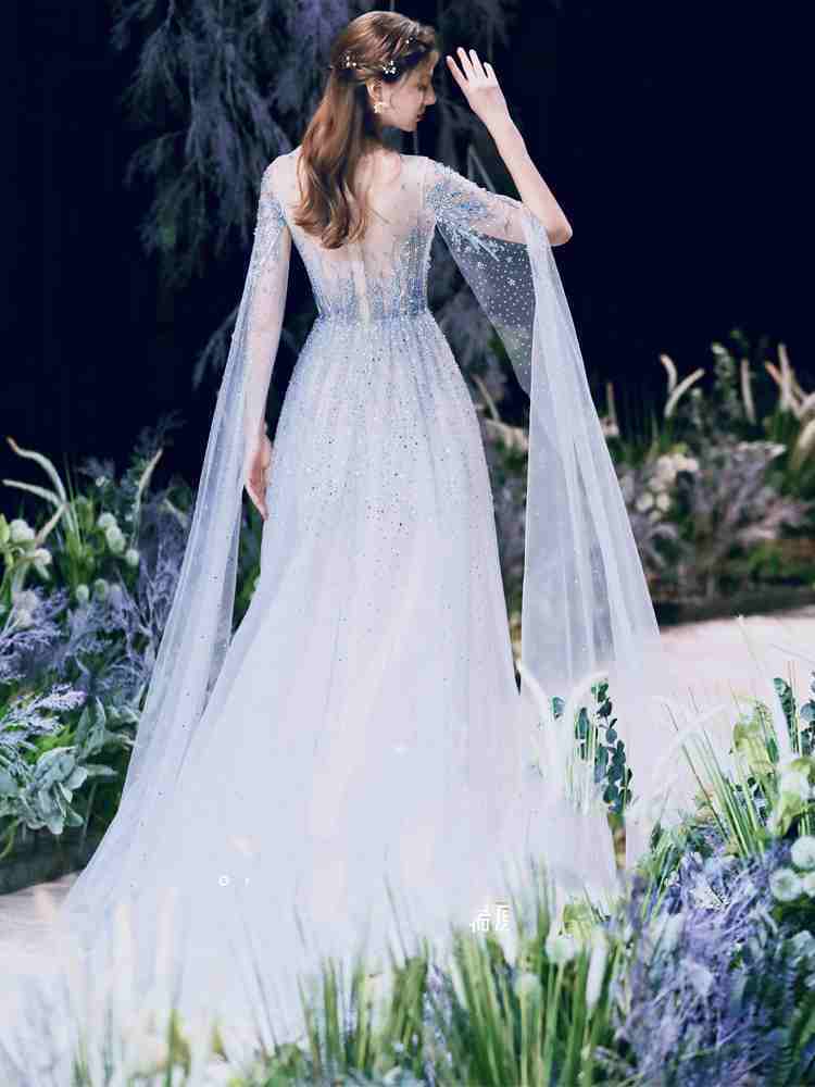 Vestido de noche de compromiso de alta gama, ligero, de lujo, para banquete de bodas femenino