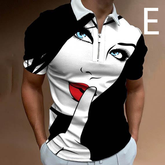 Camisas para hombres Face Art Print Camisetas de manga corta Ropa de calle para hombre