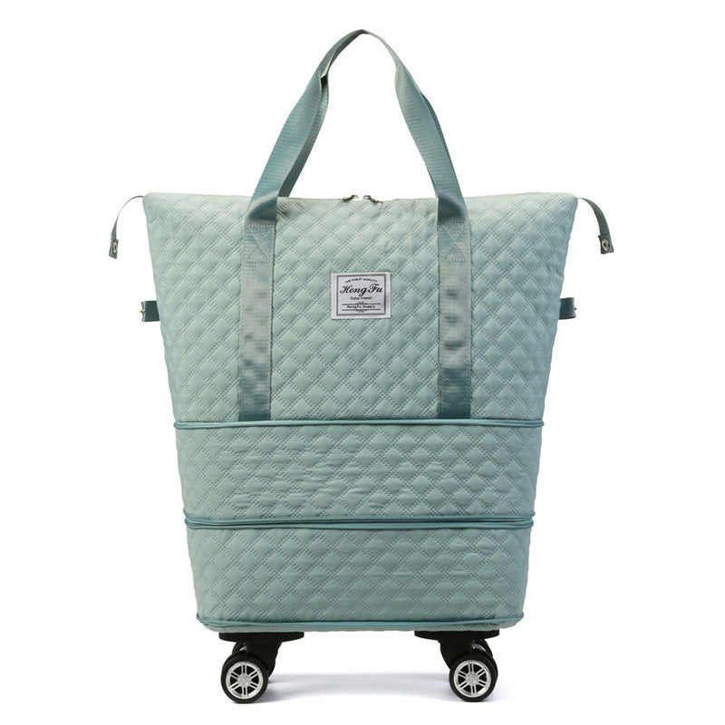 Bolsa de viaje universal con ruedas y rombos, ligera, con separación en seco y húmedo, de gran capacidad, para fitness y yoga.