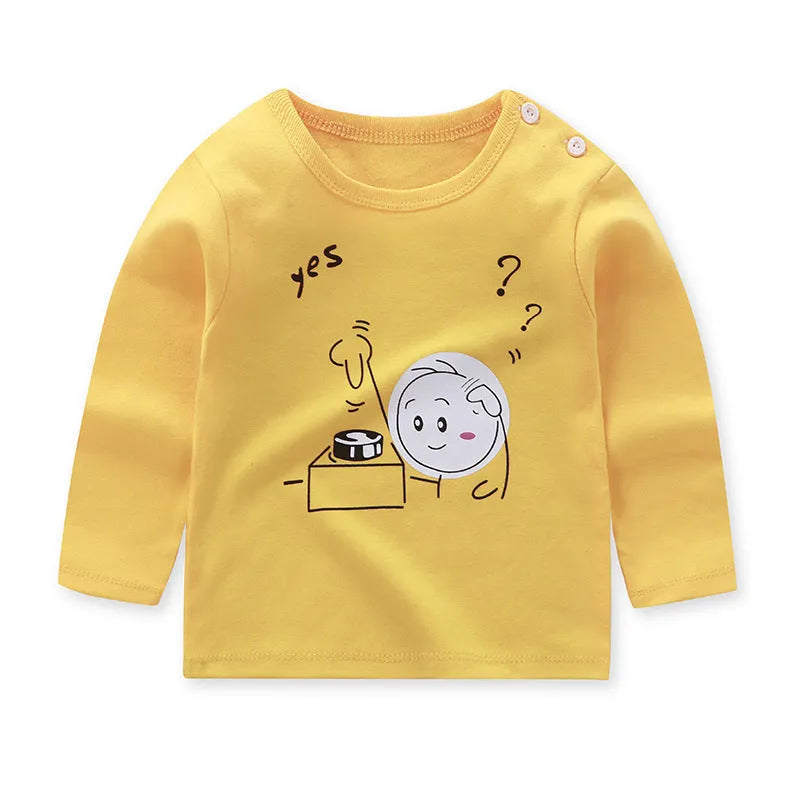 Camiseta de manga larga para niños Top individual de algodón