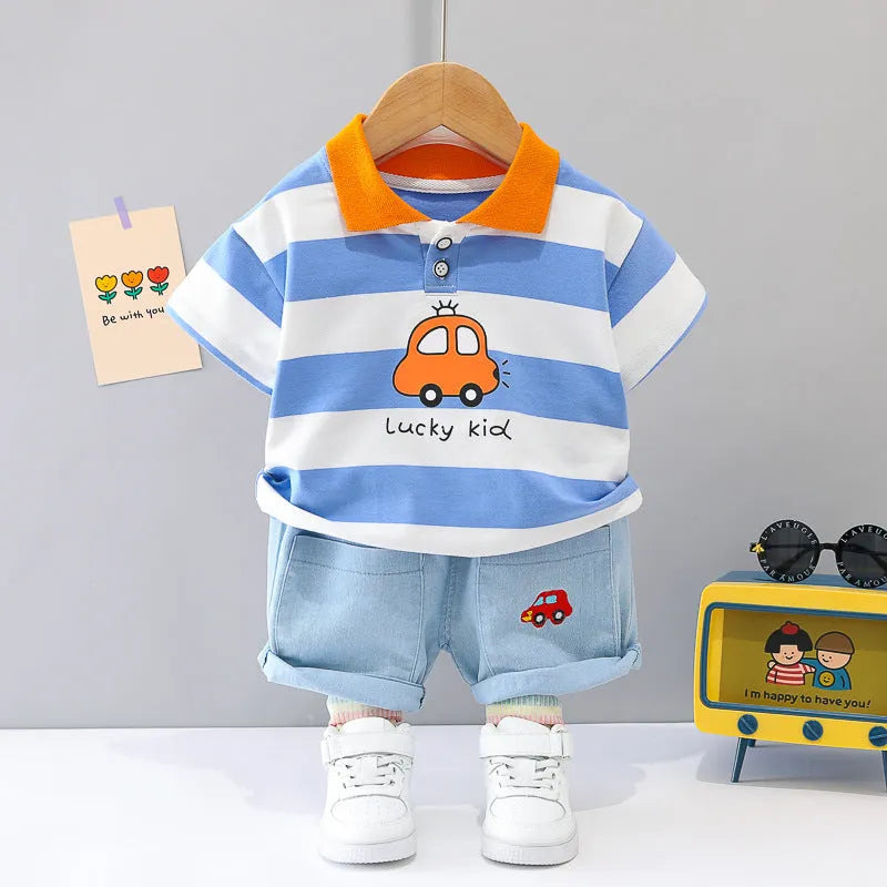 Polo de solapa de estilo coreano de manga corta de verano para niño