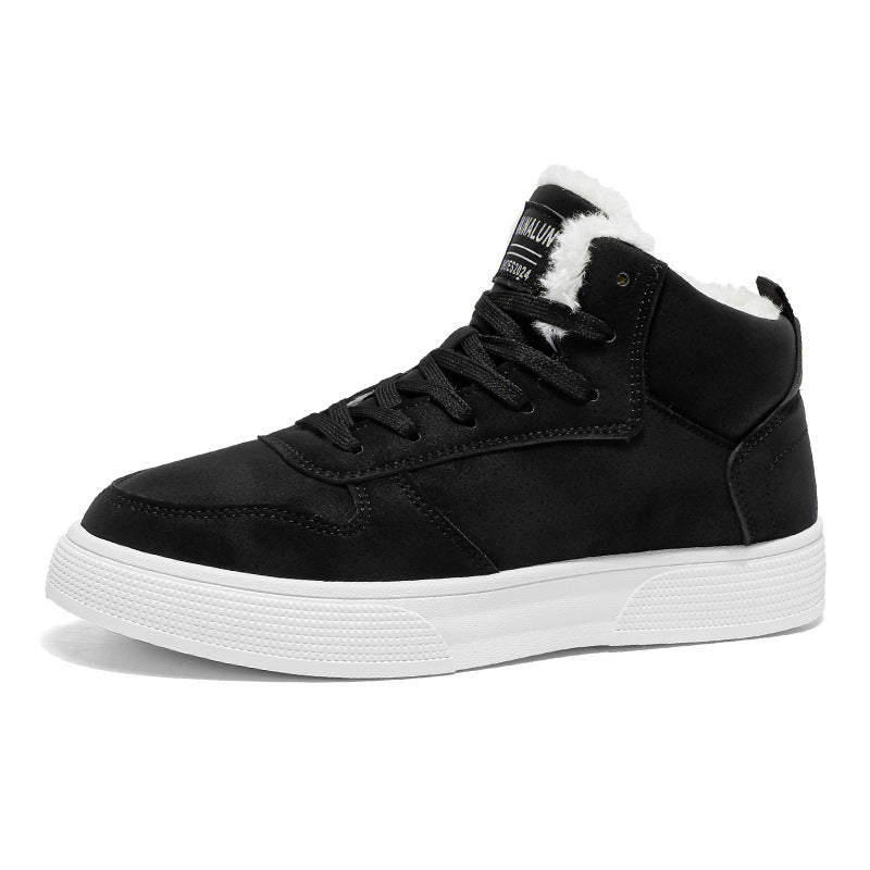 Zapatos de algodón deportivos de moda informal con forro polar cálido de invierno de talla grande para hombre