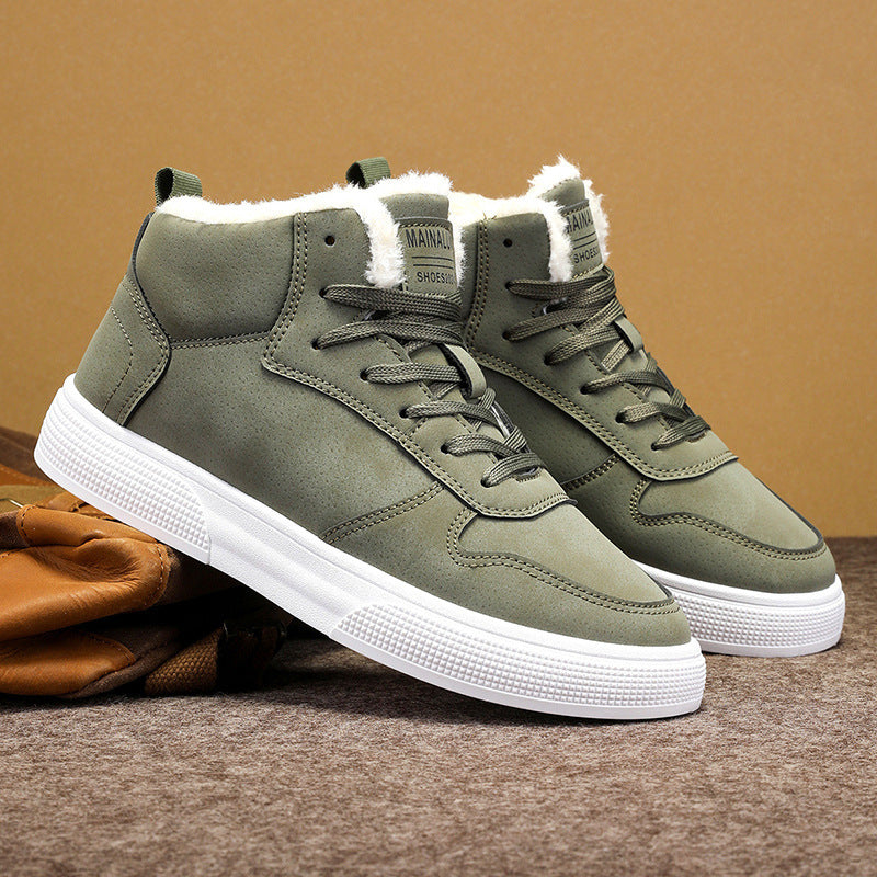 Zapatos de algodón deportivos de moda informal con forro polar cálido de invierno de talla grande para hombre