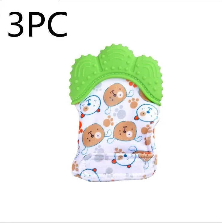 Guantes molares de silicona antimordeduras para dentición de bebé, juguetes con sonido para niños