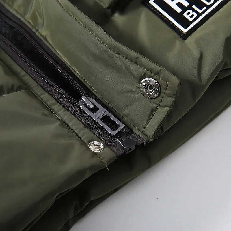 Chaqueta de algodón cálida acolchada con cuello de piel grande para niños