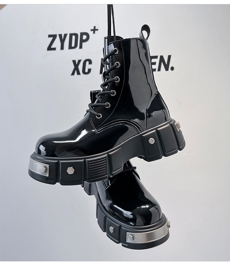 Nuevo Botas Martin con cordones y cabeza redonda con plataforma y tacón grueso para hombre