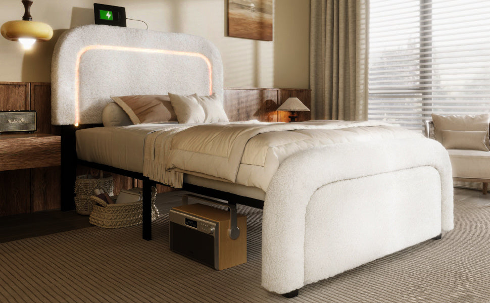 El marco de cama de madera tiene un colchón de 90 cm x 200 cm.