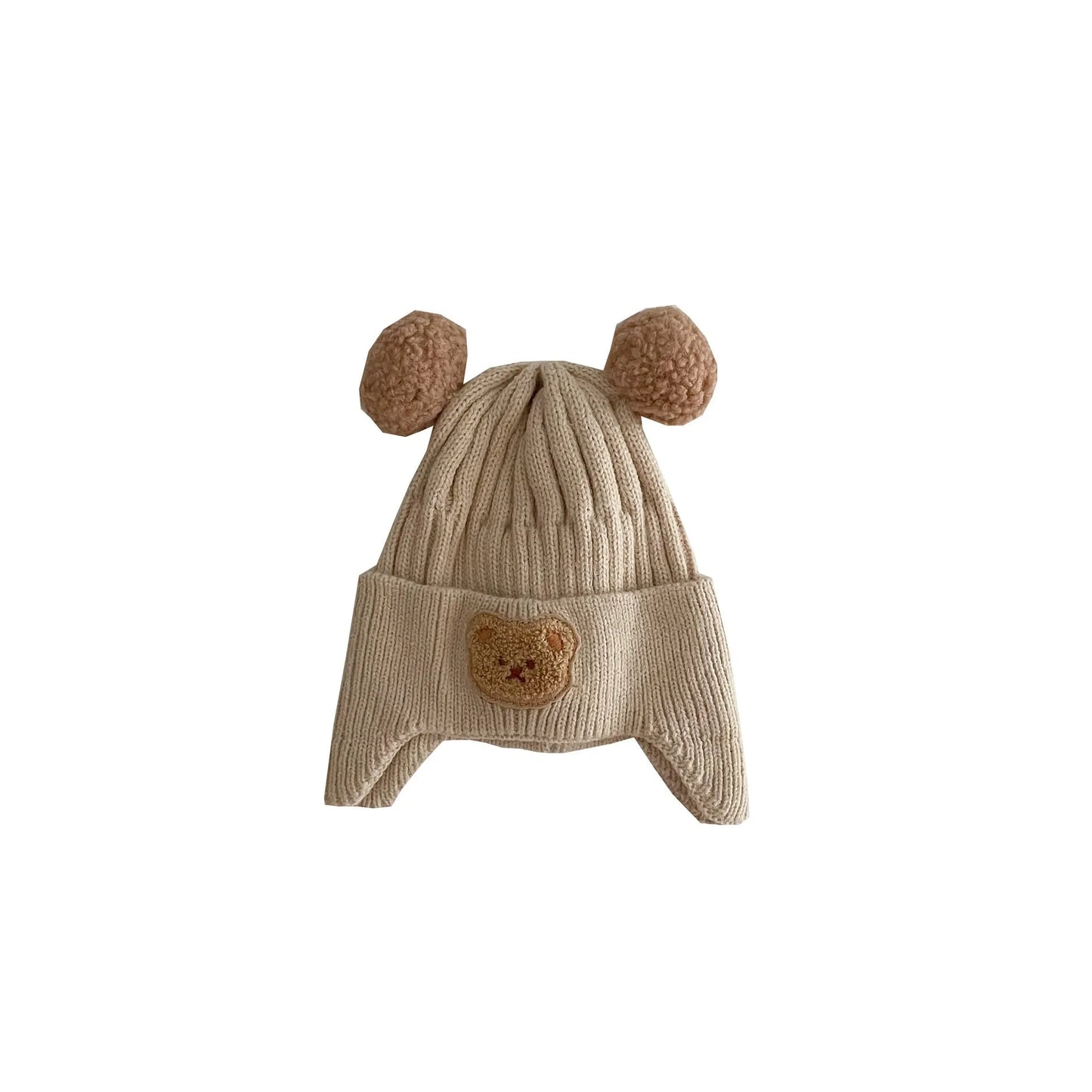 Gorro con orejeras de oso lindo de lana para bebé