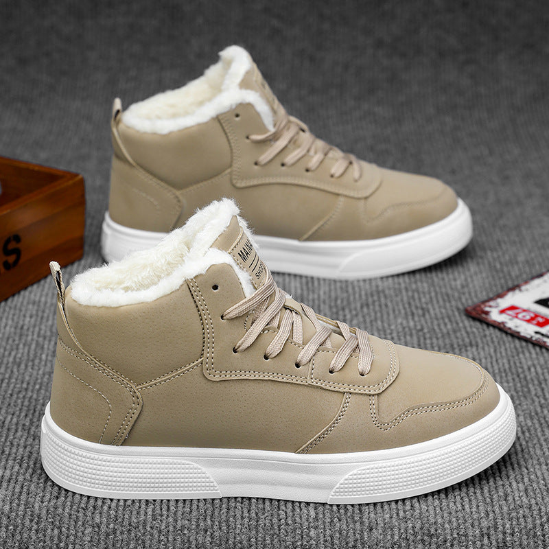 Zapatos de algodón deportivos de moda informal con forro polar cálido de invierno de talla grande para hombre