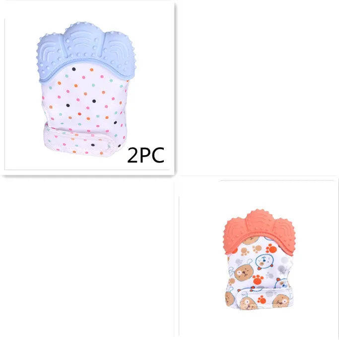 Guantes molares de silicona antimordeduras para dentición de bebé, juguetes con sonido para niños
