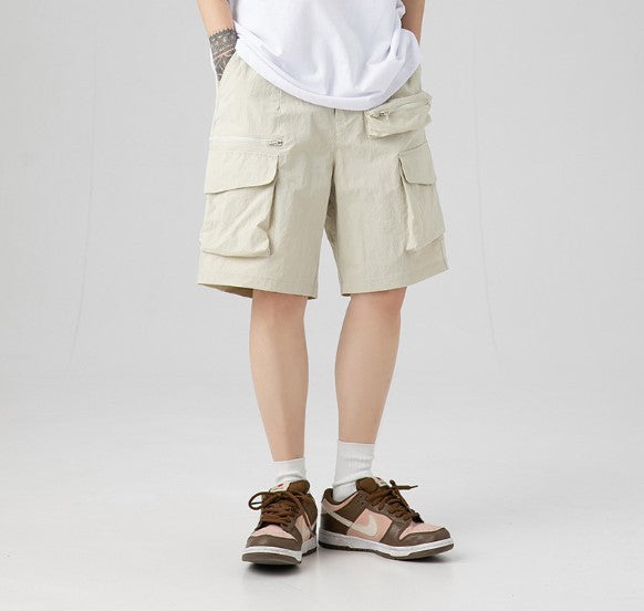 Multi-pocket Straight Casual Loose Zipper Cargo Shorts Men's Five-point Pants