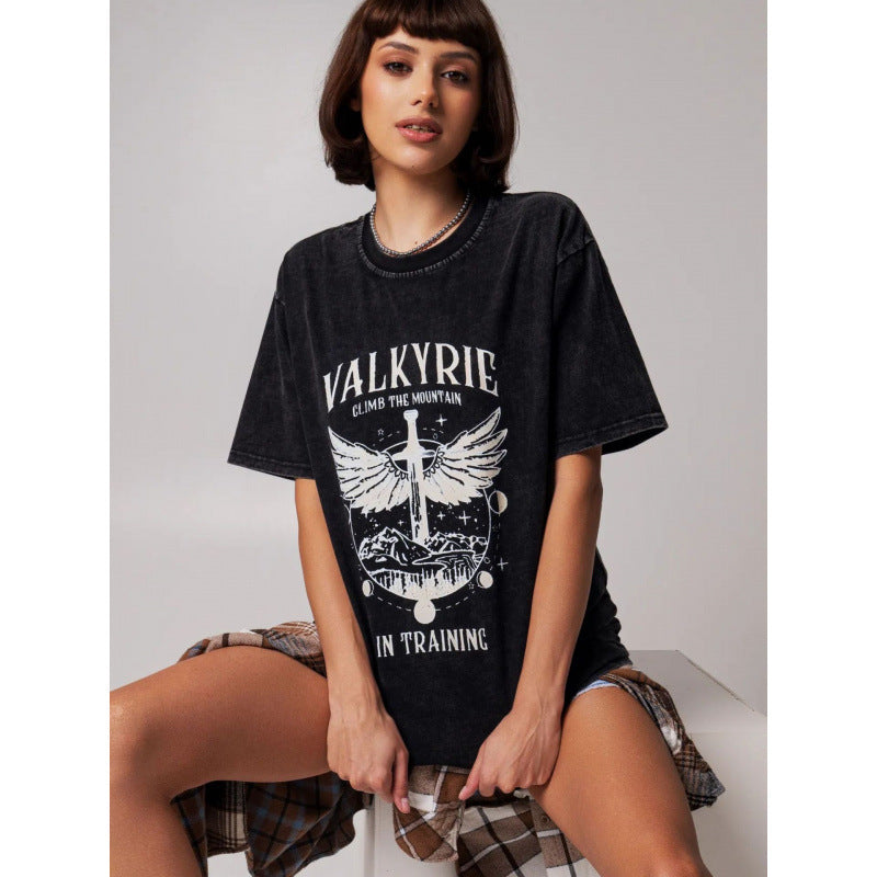 Worn Looking Washed-out Black Pure Cotton Short Sleeve