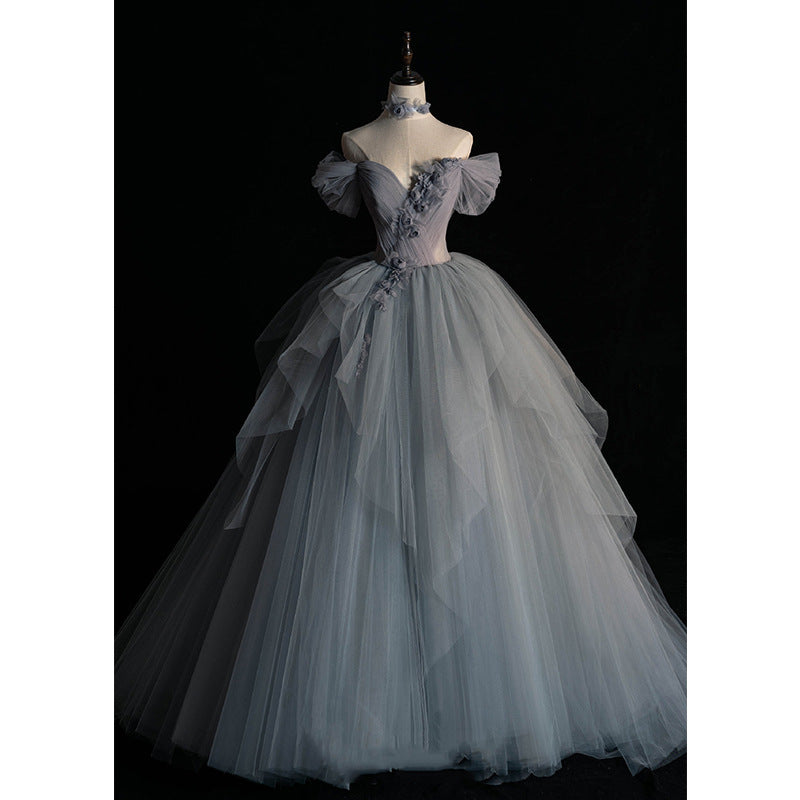 Vestido de princesa con tul y tutú para banquete francés, con textura femenina, para regalo de anfitriona
