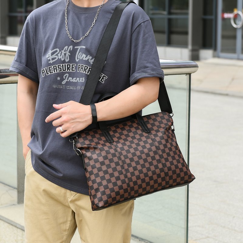 Bolso de mano de negocios con cuadros atmosféricos, bandolera horizontal