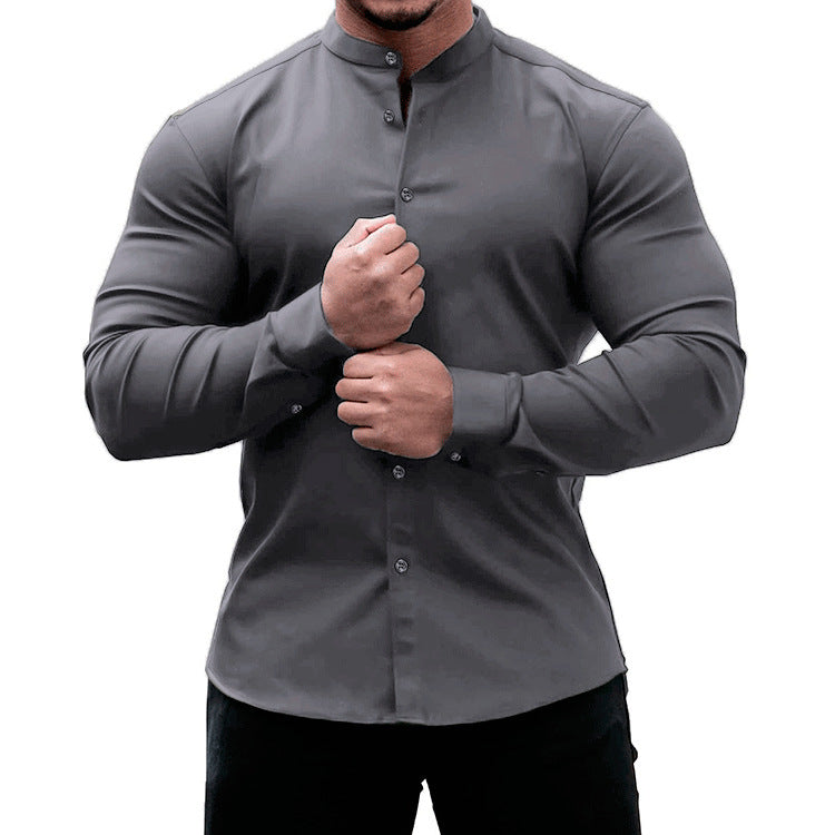 Camisa de manga larga para hombre, Tops informales con botones, ropa informal de Color sólido para hombre