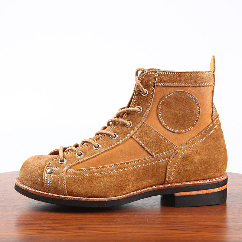 Botines de trabajo de paracaidista con costuras de cuero