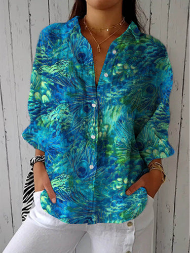 New Women's Long Sleeved Shirt For Summer Fashion, 3D Printed Shirt With Floral Pattern