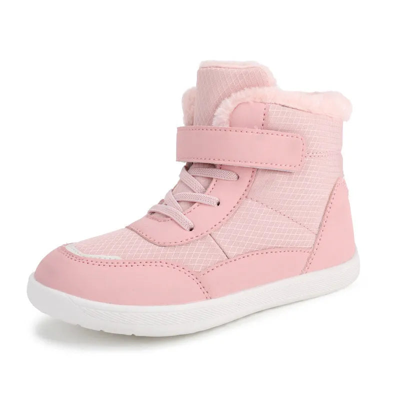 Botas altas para niños con terciopelo grueso y punta ancha, zapatos acolchados de algodón para mantener el calor al aire libre