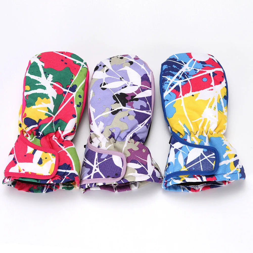 Children's Color Line Stitching Warm Mittens