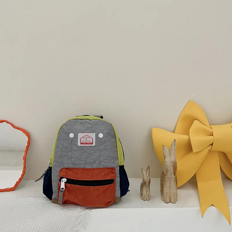 Children's Bags Simple And Lightweight Canvas Backpack Boys Girls Spine Protection