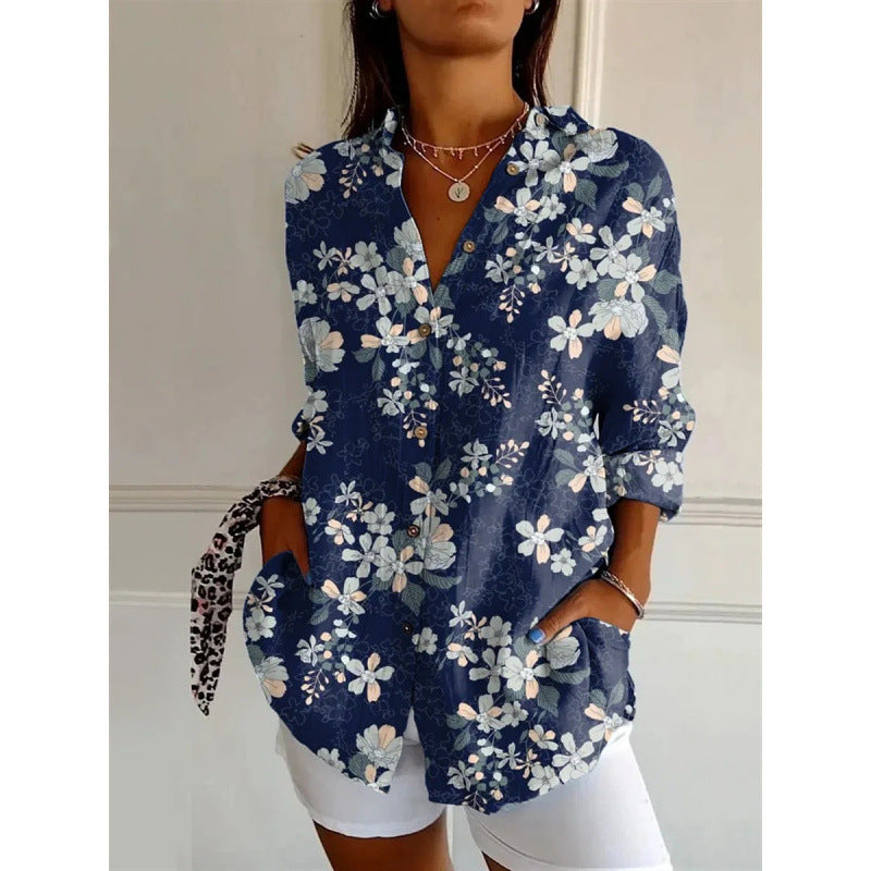 New Women's Long Sleeved Shirt For Summer Fashion, 3D Printed Shirt With Floral Pattern