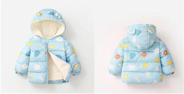 Nueva chaqueta de algodón con capucha ligera para niños de otoño e invierno fuera de temporada
