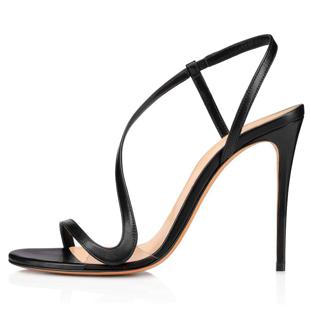 Zapatos de tacón de aguja con tiras de boca de pez para mujer, estilo europeo y americano