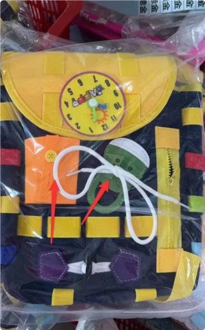 Sac à dos avec boucles et jouets d'activité d'apprentissage pour les tout-petits développent des compétences de base