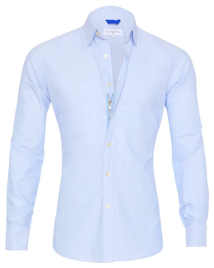 Camisa de manga larga con cremallera y tops con solapa de moda con diseño de botones para ropa de hombre