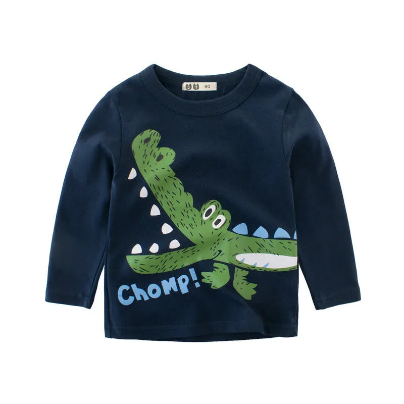 Ropa para niños, camisa de fondo para niños de otoño, ropa coreana para bebés, camiseta de manga larga para niños