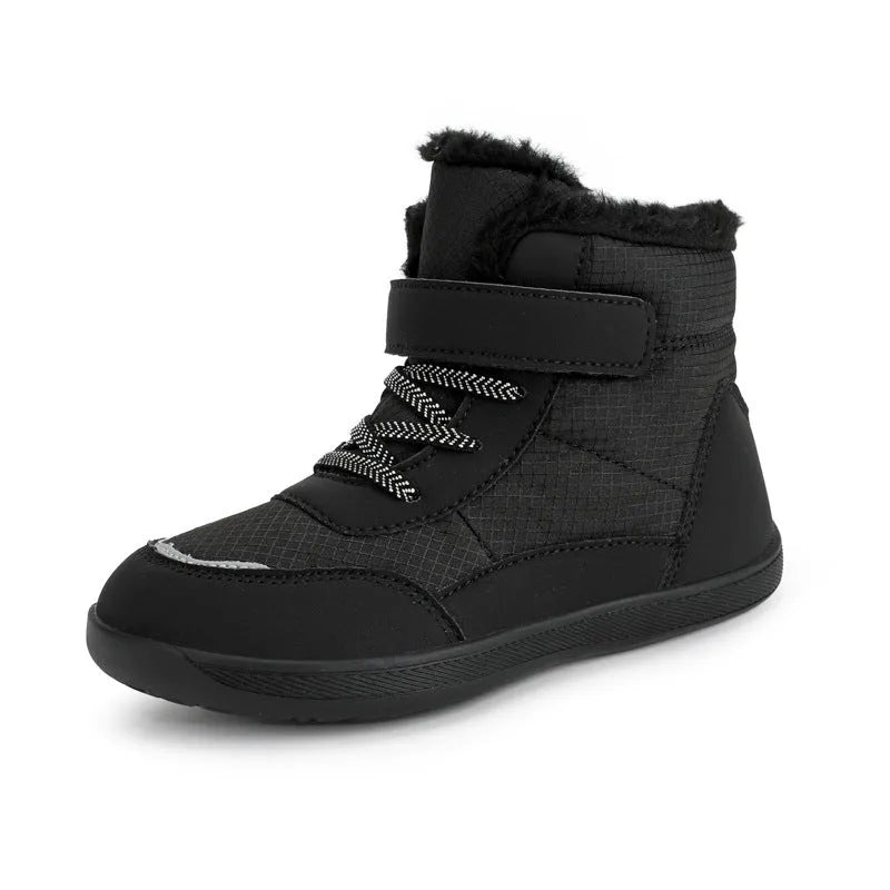 Botas altas para niños con terciopelo grueso y punta ancha, zapatos acolchados de algodón para mantener el calor al aire libre