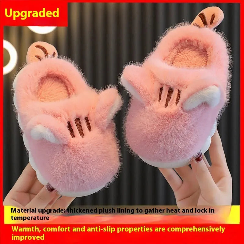 Pantuflas De Algodón Para Niños, Lindo Gatito, Resistentes Al Cálido Y Al Frío, Suela Gruesa Y Suave.