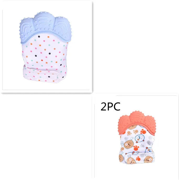 Guantes molares de silicona antimordeduras para dentición de bebé, juguetes con sonido para niños