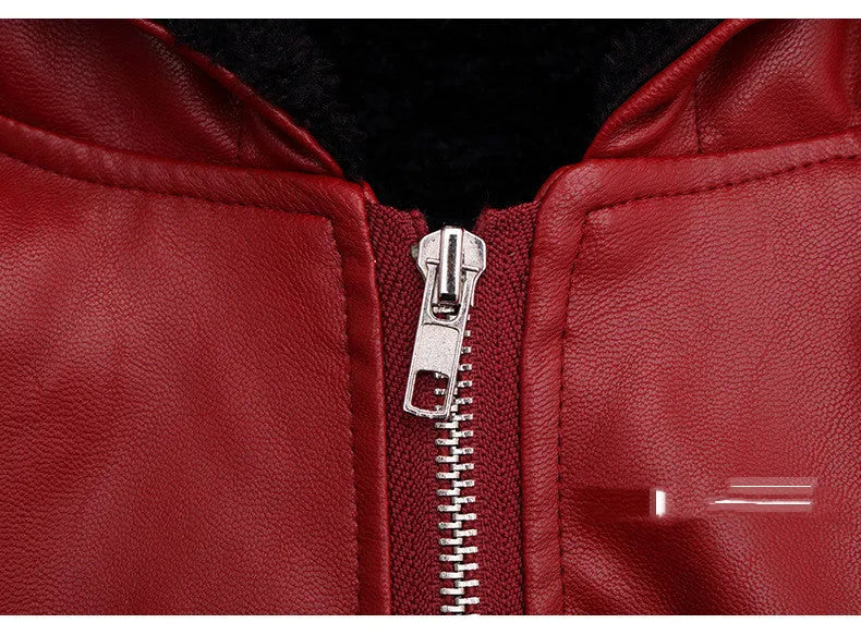 Chaqueta de cuero de PU Abrigo acolchado con capucha para niños