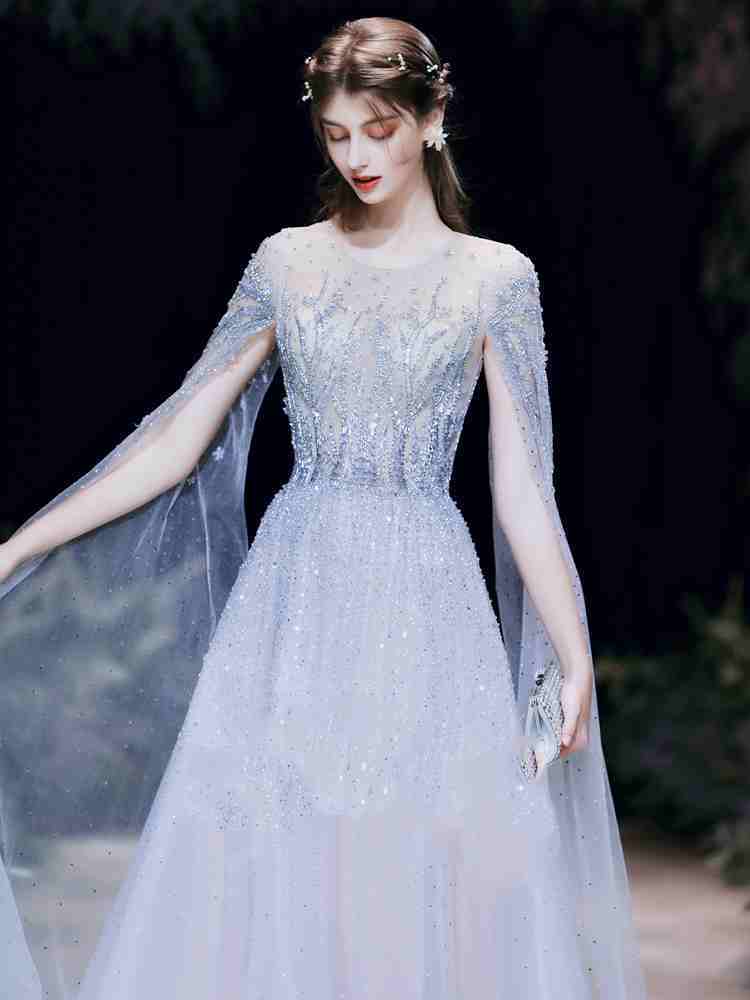 Vestido de noche de compromiso de alta gama, ligero, de lujo, para banquete de bodas femenino