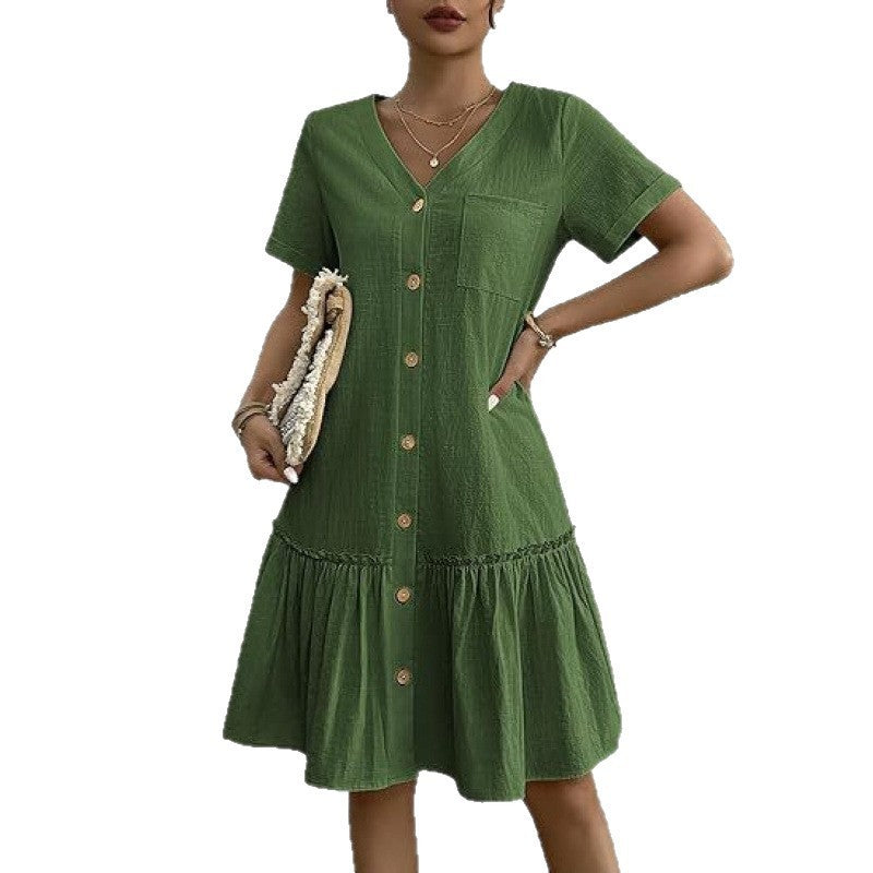 Women's Loose Summer Cotton And Linen Dress
