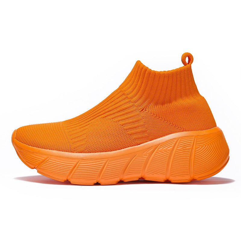 Pareja de zapatos tejidos voladores de caña alta Zapatos casuales de tendencia para hombres Slip-on