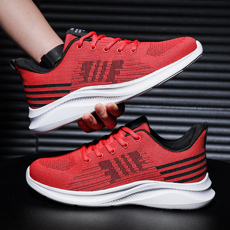Zapatos casuales transpirables tejidos voladores de malla todo fósforo de moda para hombres